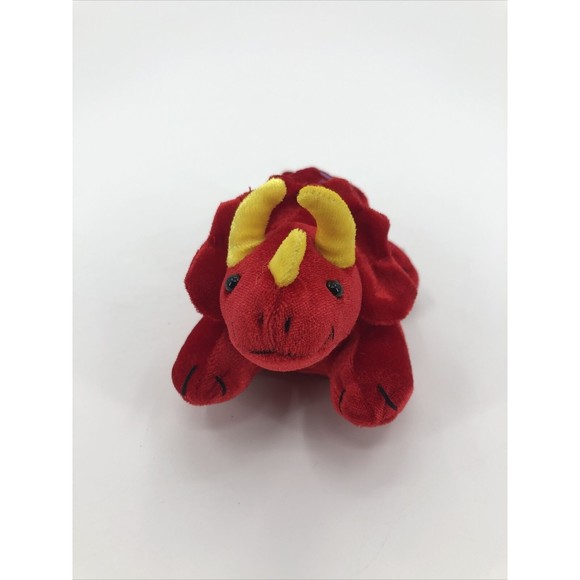 Mary Meyer Red Triceratops Dinosaur Finger Puppet Plush Stuffed Animal Velour 7" - Picture 2 of 12